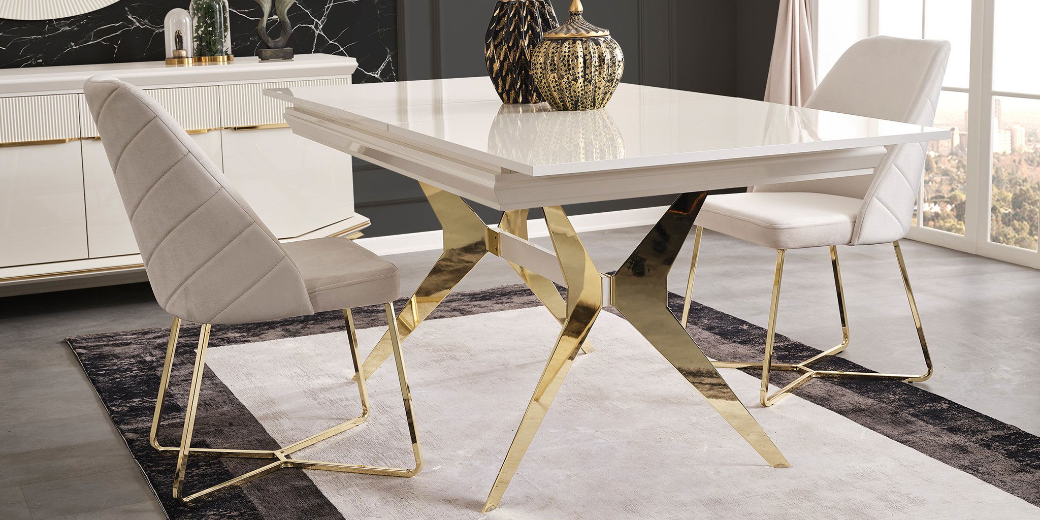 Asos Gold Yemek Odası Takımı